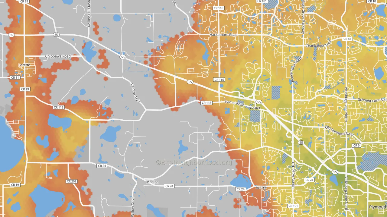 Bike Grade map of Medina, MN