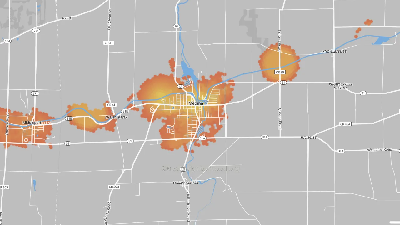 Bike Grade map of Medina, NY