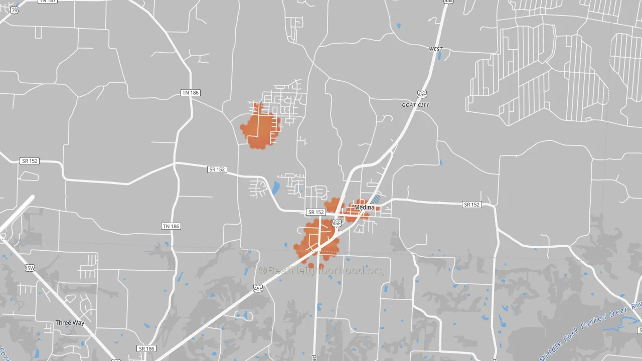 Bike Grade map of Medina, TN