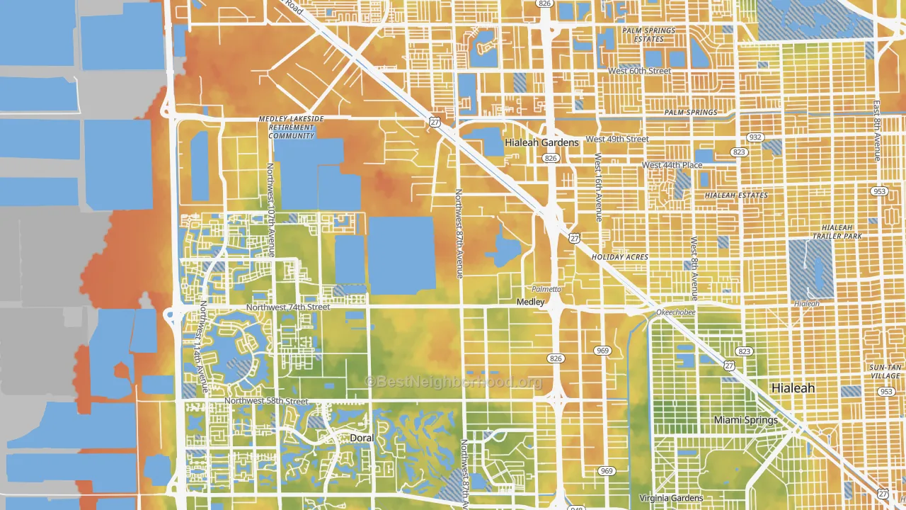 Bike Grade map of Medley, FL