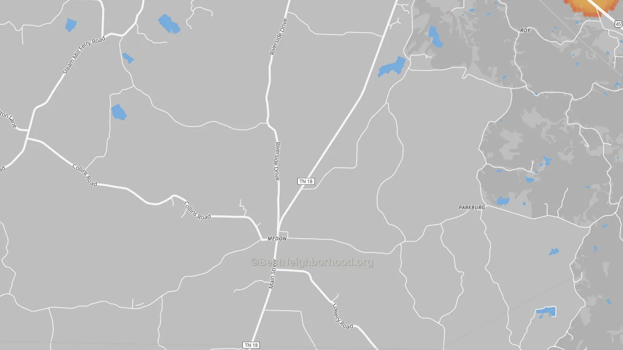 Bike Grade map of Medon, TN