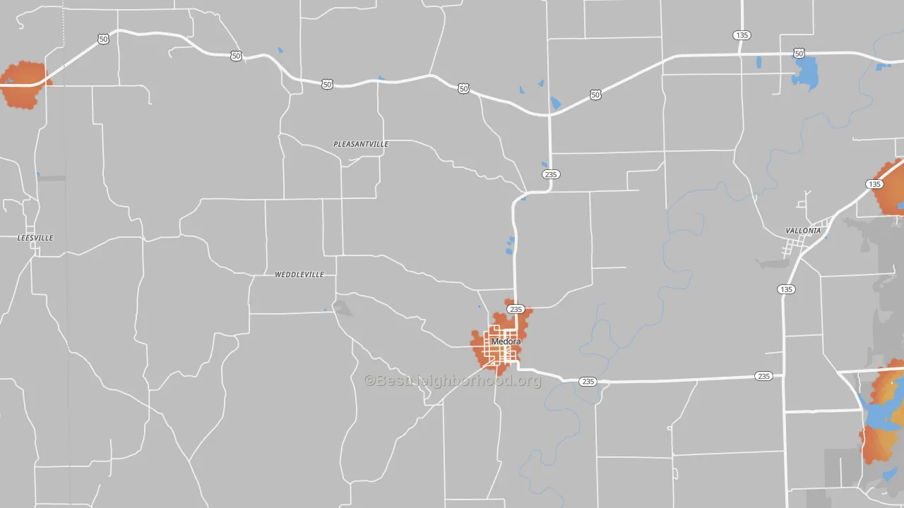 Bike Grade map of Medora, IN