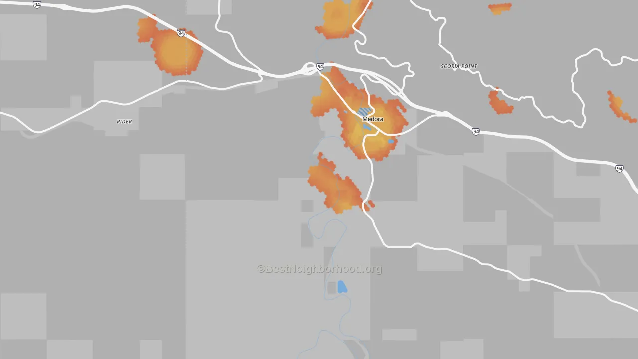 Bike Grade map of Medora, ND