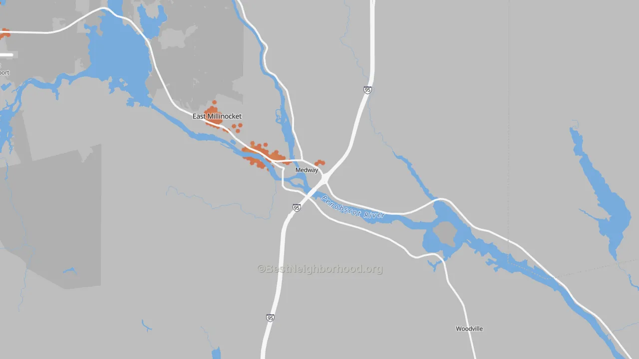 Bike Grade map of Medway, ME