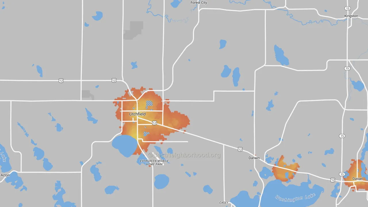 Bike Grade map of Meeker County, MN