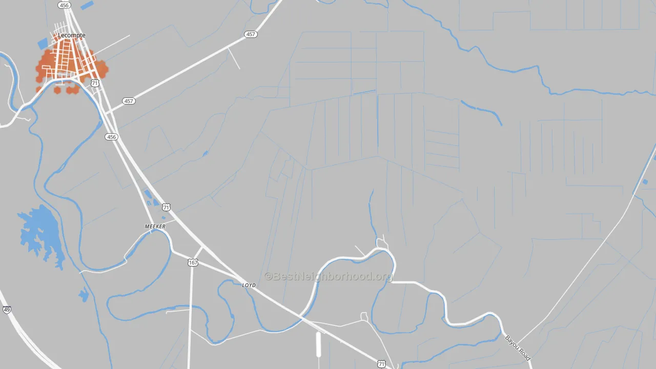 Bike Grade map of Meeker, LA