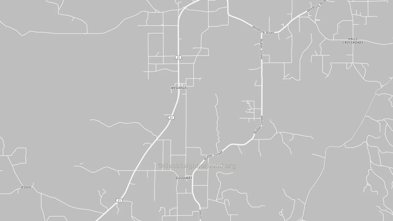Bike Grade map of Megargel, AL