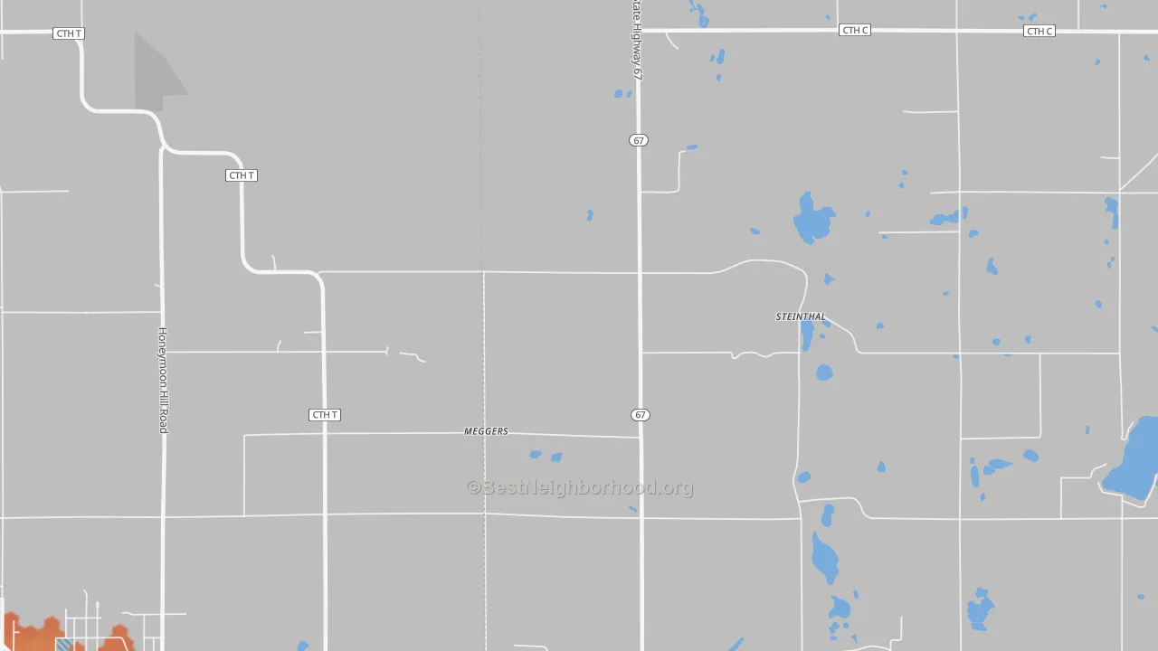 Bike Grade map of Meggers, WI