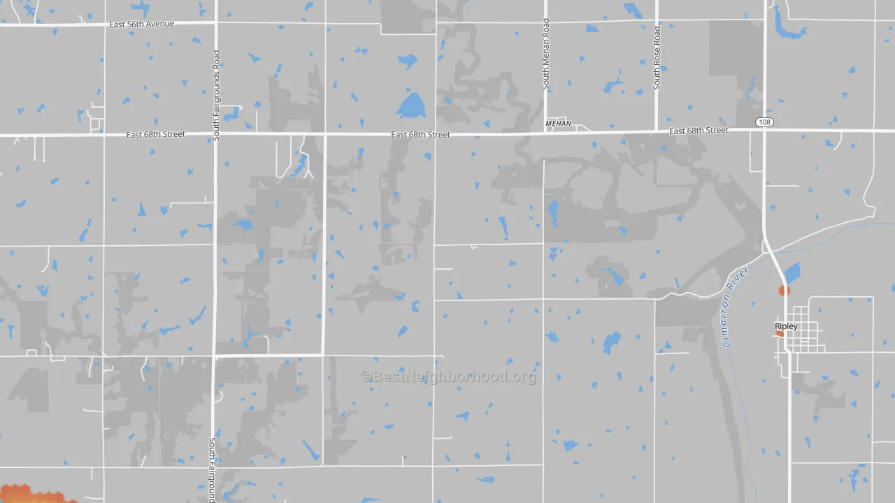Bike Grade map of Mehan, OK
