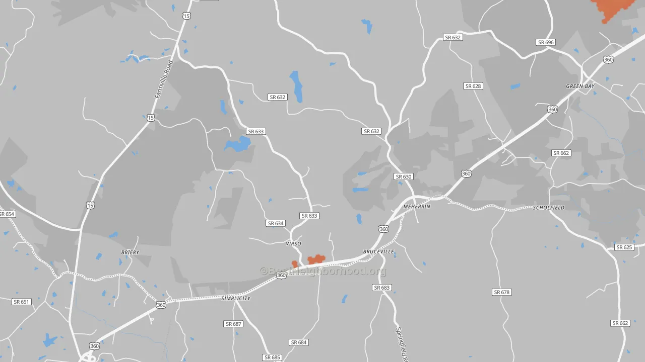 Bike Grade map of Meherrin, VA