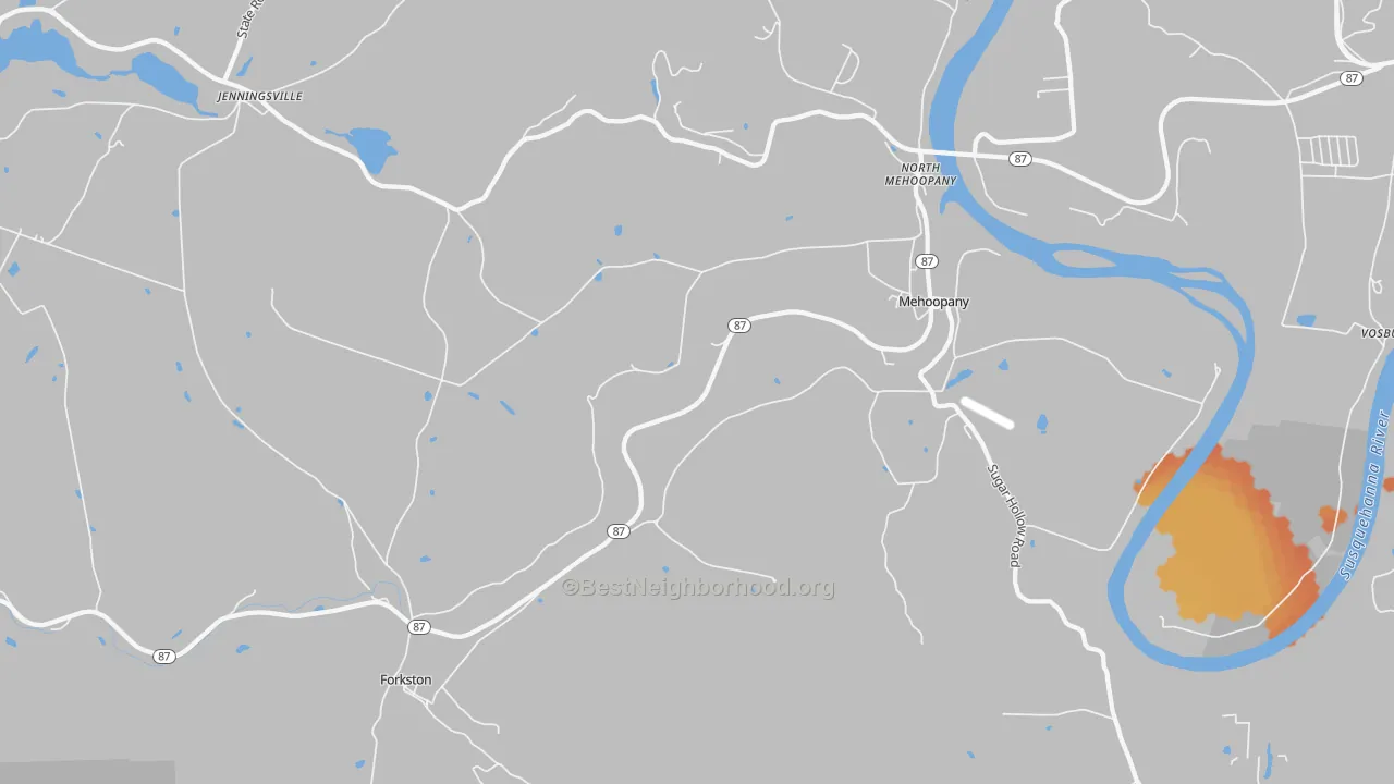 Bike Grade map of Mehoopany, PA