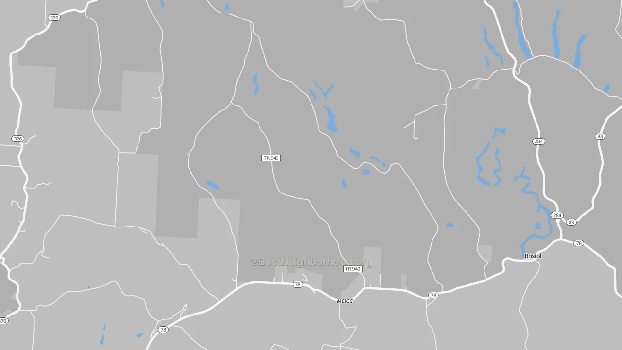 Bike Grade map of Meigs, OH