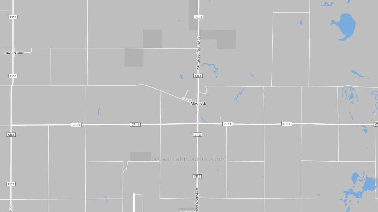 Bike Grade map of Mekinock, ND
