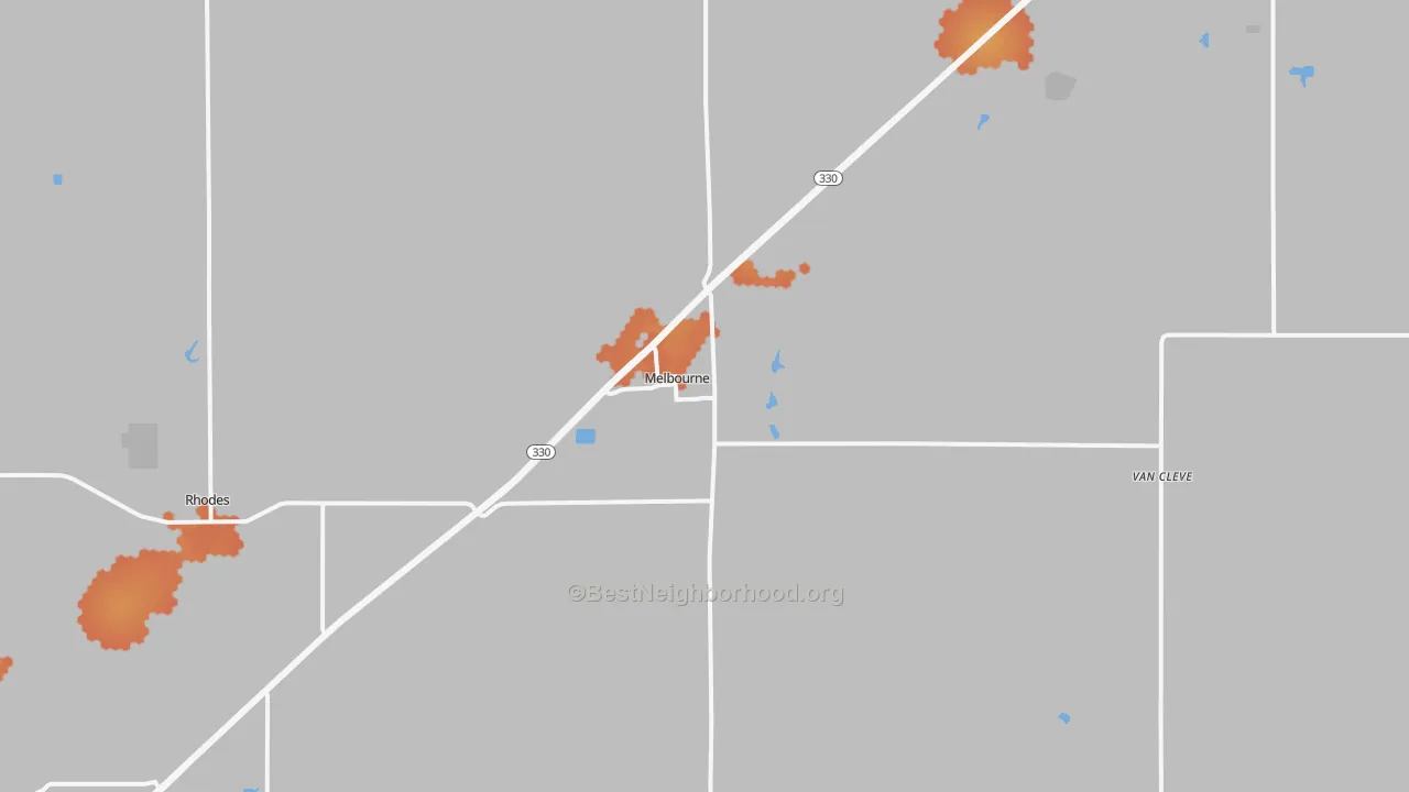 Bike Grade map of Melbourne, IA