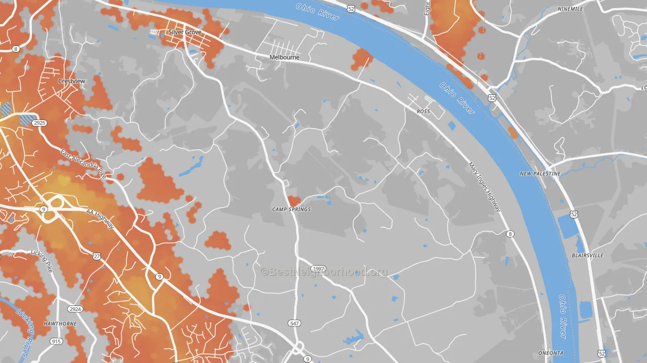 Bike Grade map of Melbourne, KY