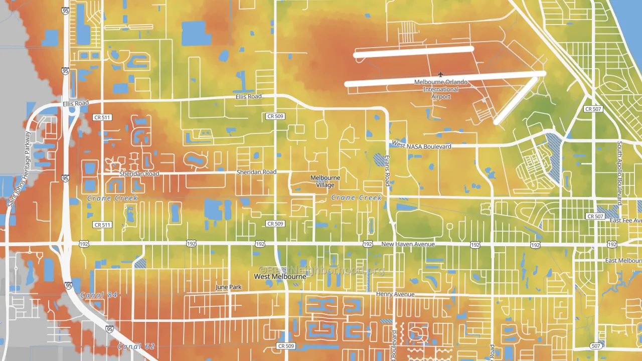 Bike Grade map of Melbourne Village, FL