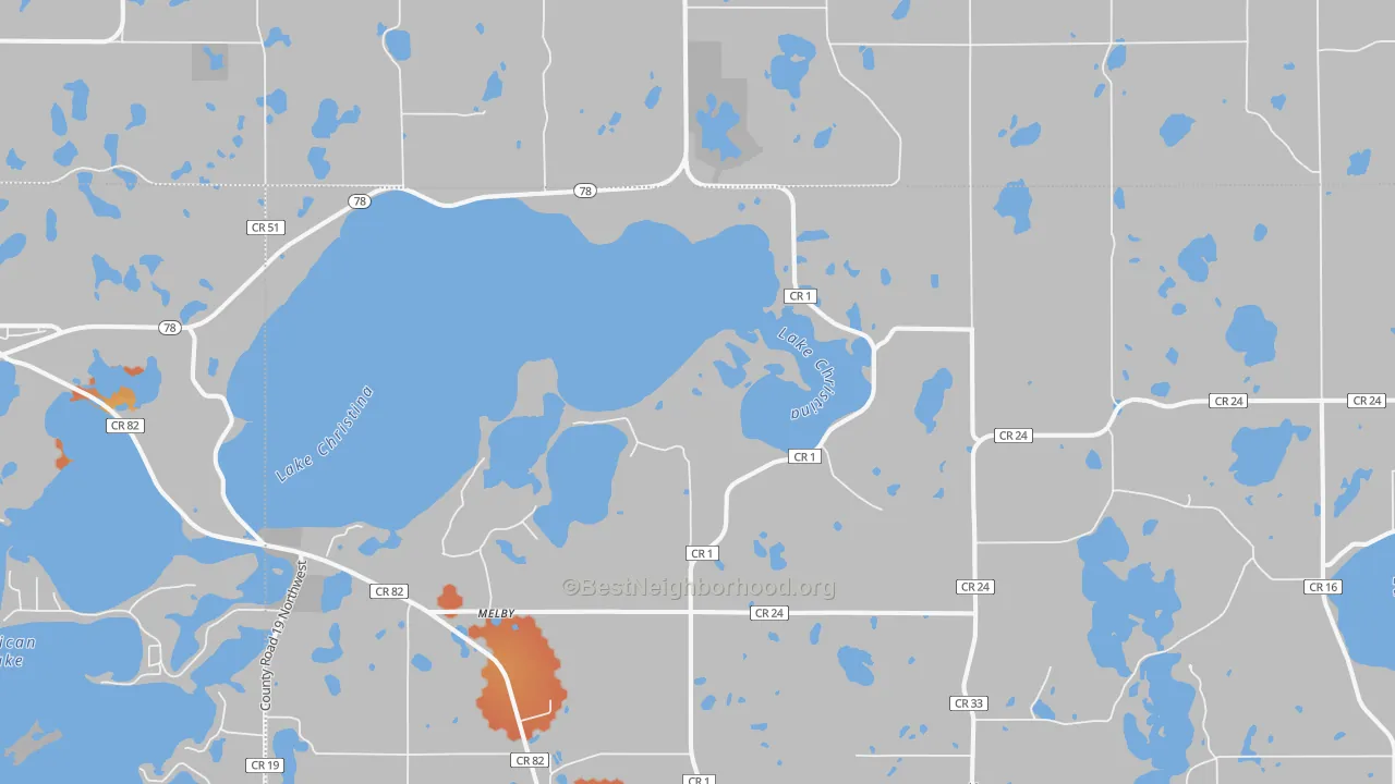 Bike Grade map of Melby, MN