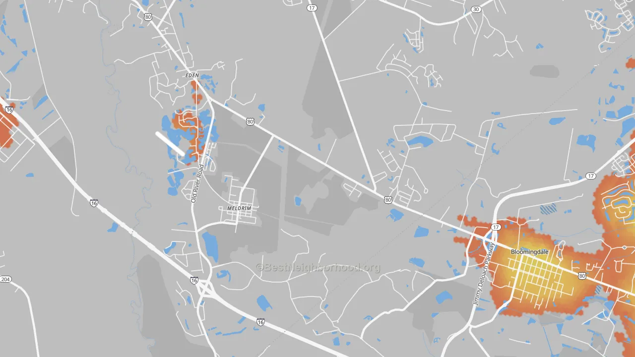 Bike Grade map of Meldrim, GA