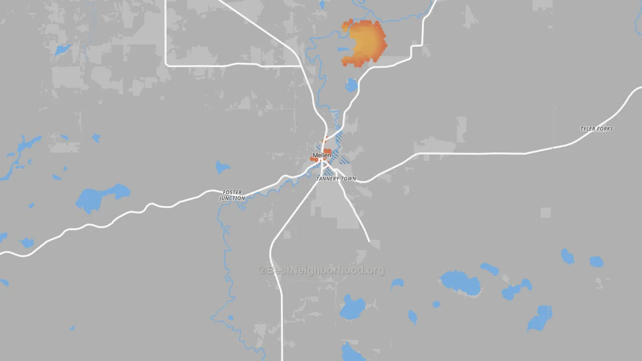 Bike Grade map of Mellen, WI