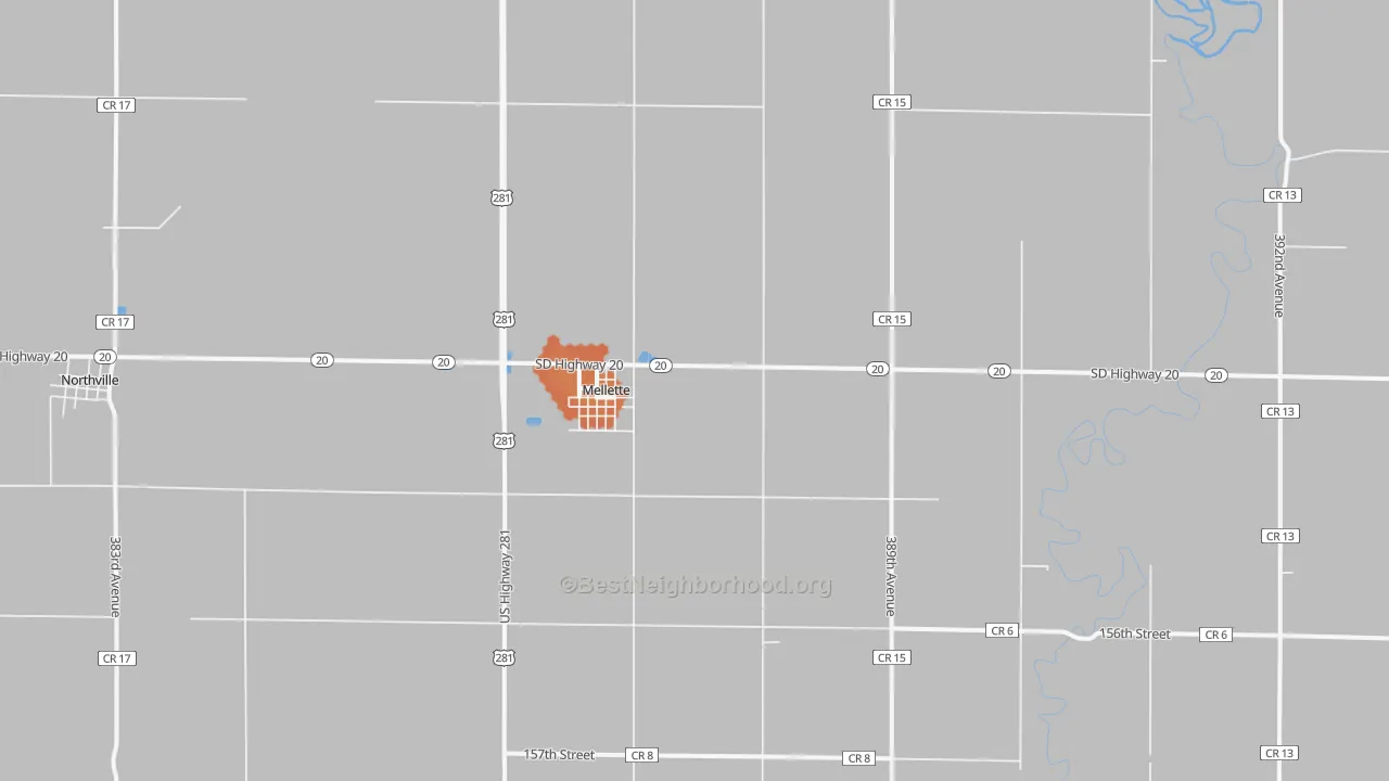 Bike Grade map of Mellette, SD