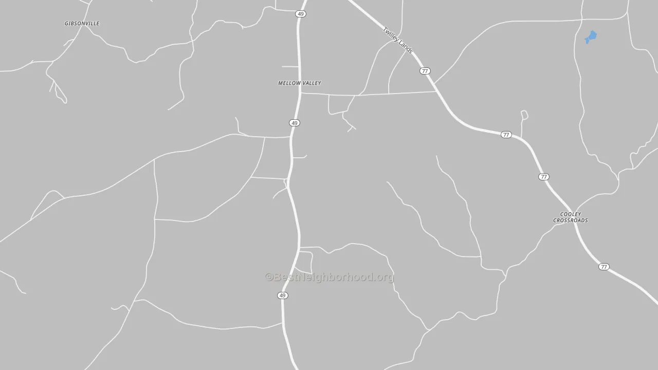 Bike Grade map of Mellow Valley, AL