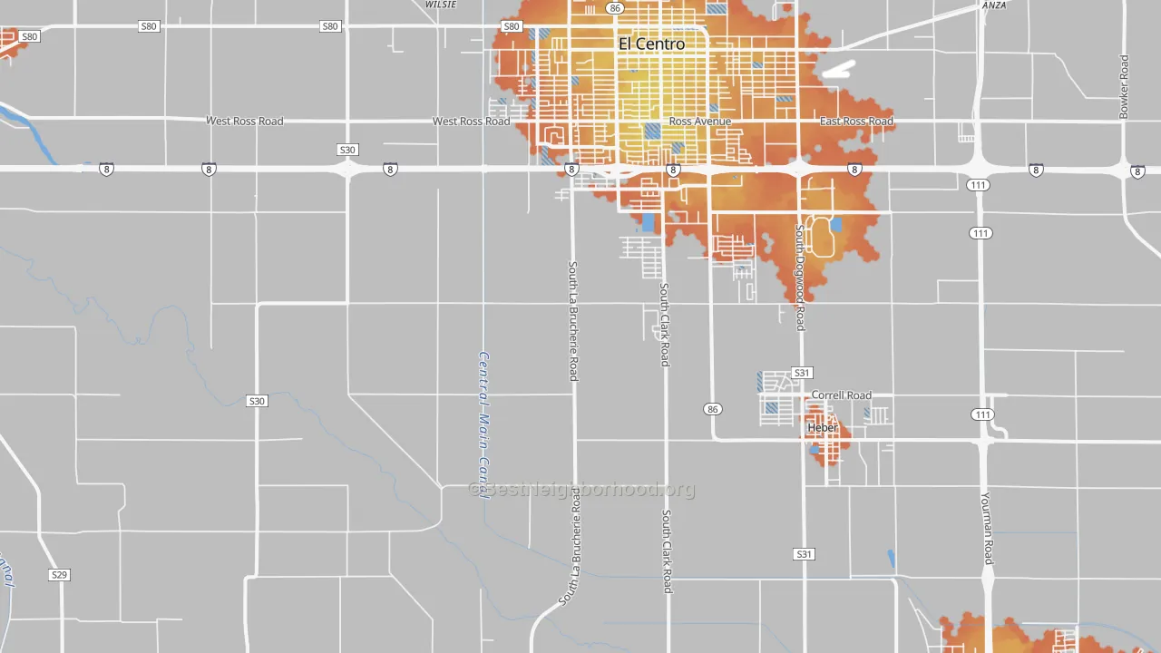 Bike Grade map of Meloland, CA