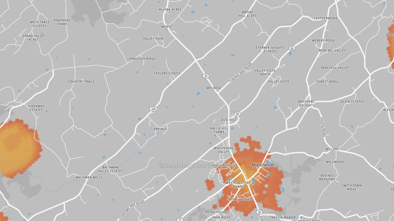 Bike Grade map of Melrose, MD