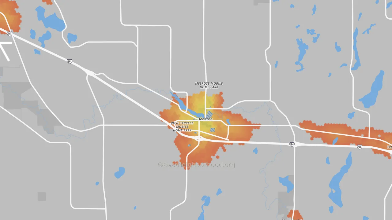 Bike Grade map of Melrose, MN