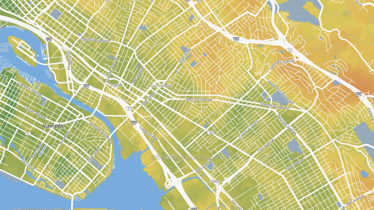 Bike Grade map of Melrose, Oakland, CA