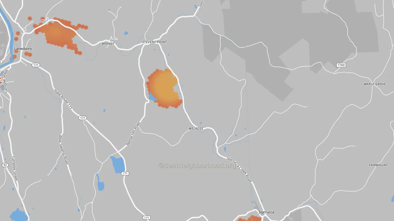 Bike Grade map of Melrose, PA