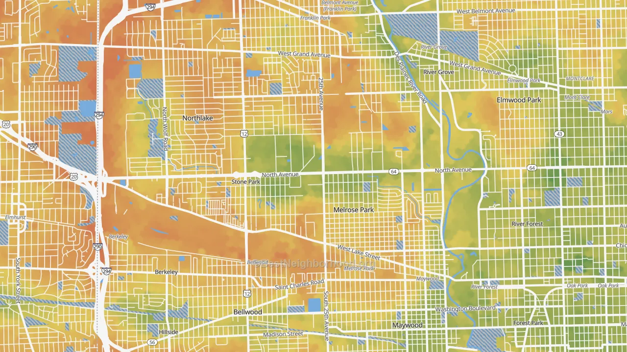 Bike Grade map of Melrose Park, IL