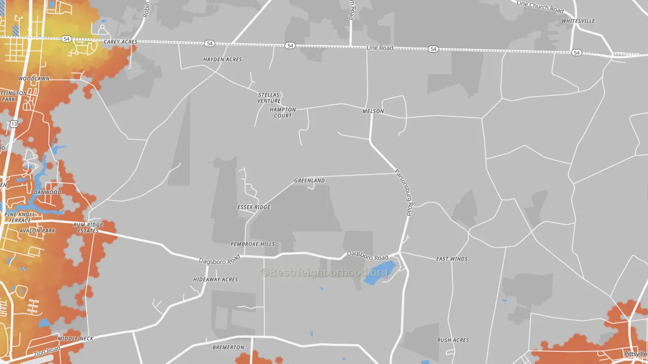 Bike Grade map of Melson, MD