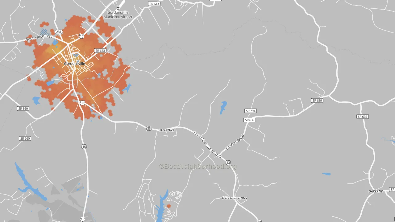 Bike Grade map of Melton, VA