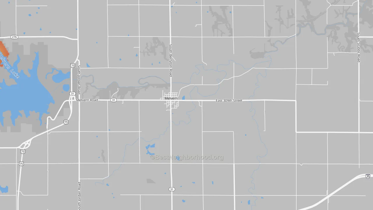 Bike Grade map of Melvern, KS