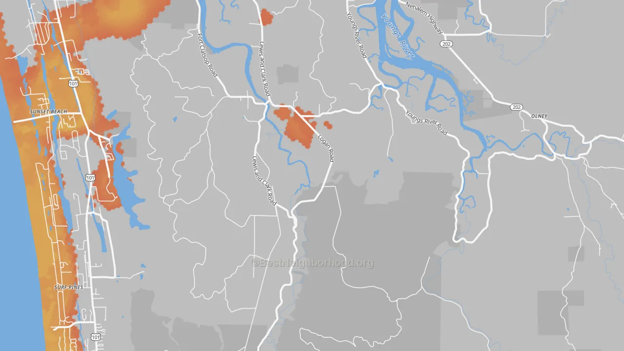 Bike Grade map of Melville, OR