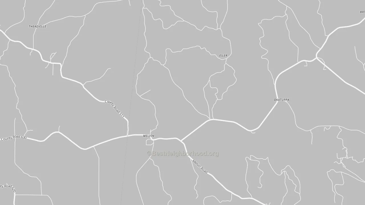 Bike Grade map of Melvin, AL