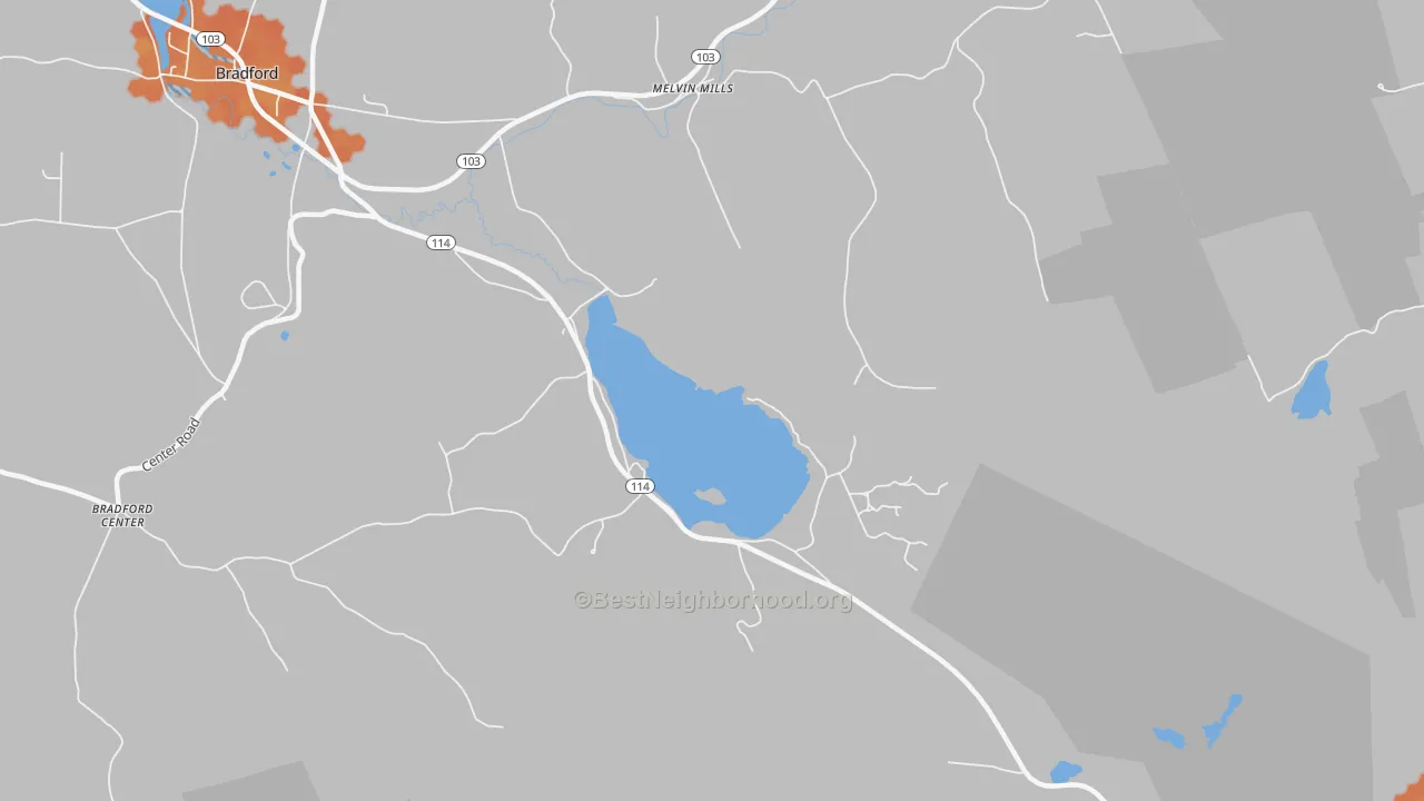 Bike Grade map of Melvin Mills, NH