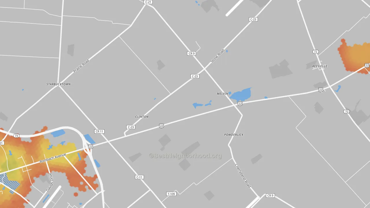 Bike Grade map of Melvin, OH