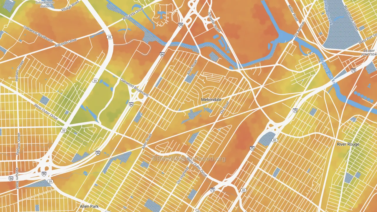 Bike Grade map of Melvindale, MI