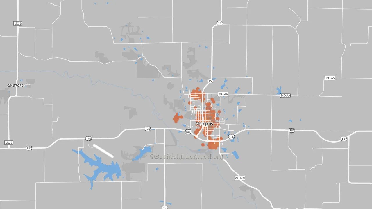 Bike Grade map of Memphis, MO