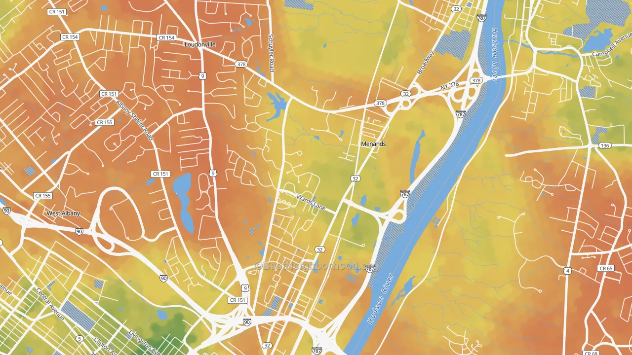 Bike Grade map of Menands, NY