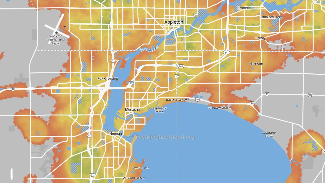 Bike Grade map of Menasha, WI