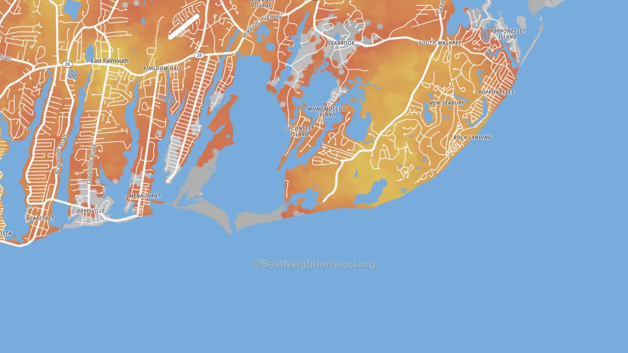 Bike Grade map of Menauhant, MA