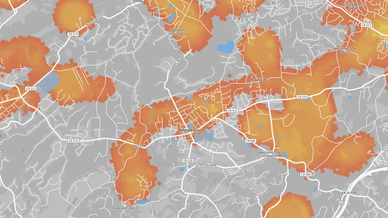 Bike Grade map of Mendham, NJ