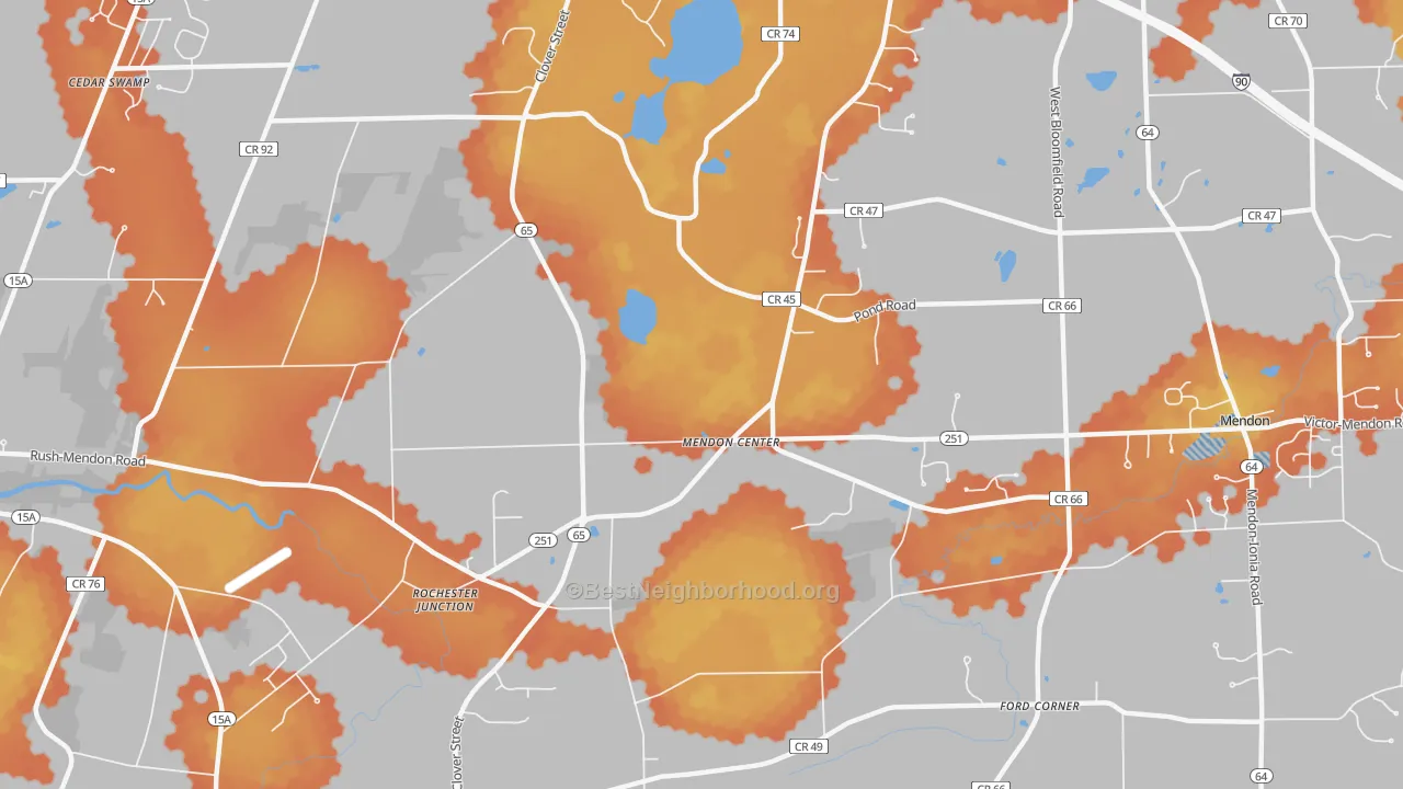 Bike Grade map of Mendon Center, NY