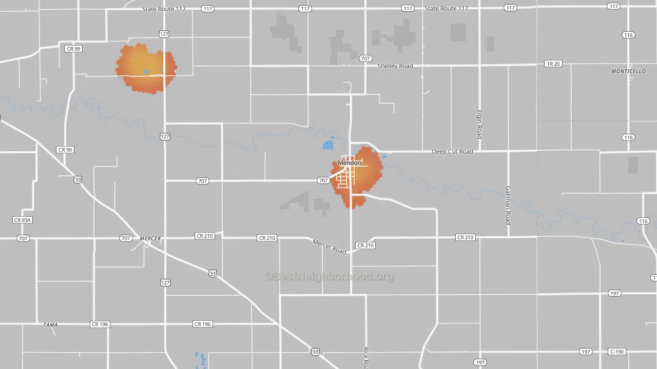 Bike Grade map of Mendon, OH