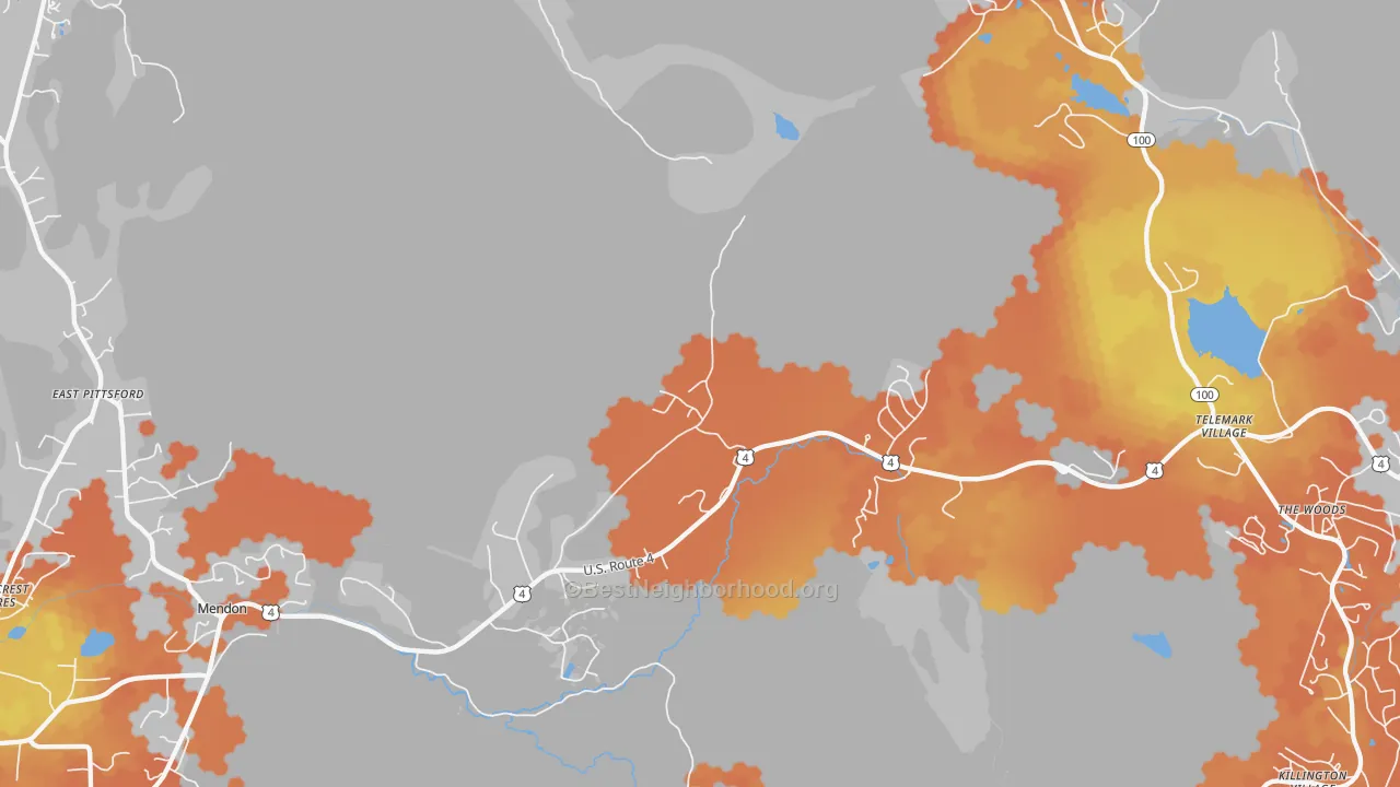Bike Grade map of Mendon, VT