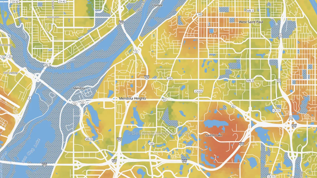 Bike Grade map of Mendota Heights, MN