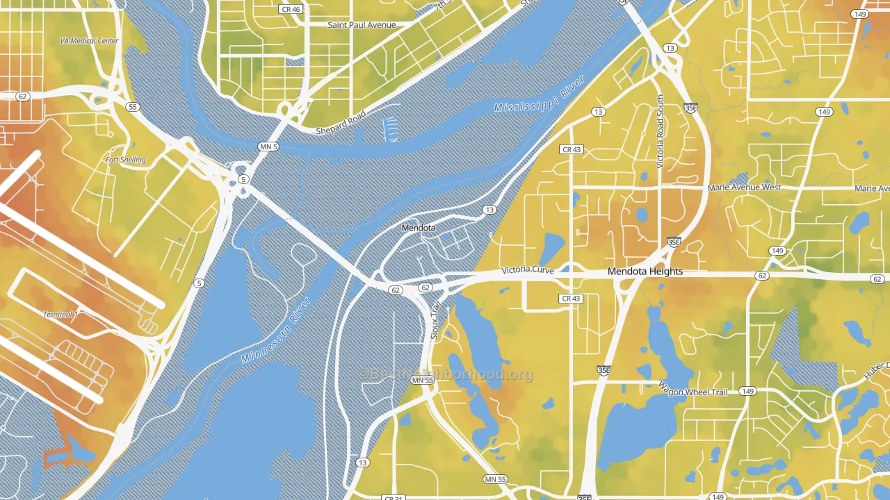 Bike Grade map of Mendota, MN