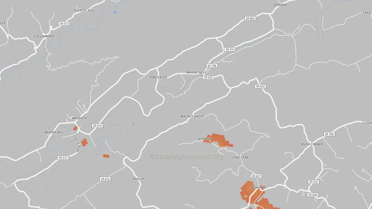 Bike Grade map of Mendota, VA